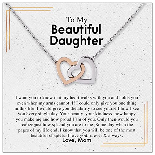 To My Daughter Necklace From Mom - Necklaces For Daughter From Mom, Mother Daughter Necklace, Gifts For Daughters From Mothers, Jewelry Gift For Badass Daughter On Birthday, Christmas, Graduation