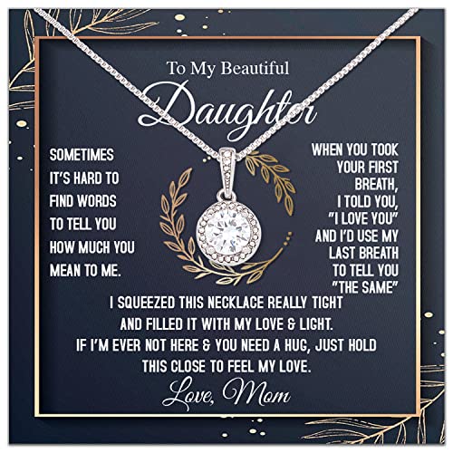 To My Daughter Necklace From Mom - Necklaces For Daughter From Mom, Mother Daughter Necklace, Gifts For Daughters From Mothers, Jewelry Gift For Badass Daughter On Birthday, Christmas, Graduation