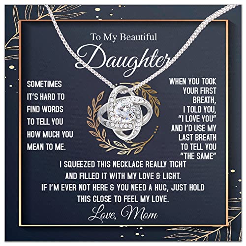 To My Daughter Necklace From Mom - Necklaces For Daughter From Mom, Mother Daughter Necklace, Gifts For Daughters From Mothers, Jewelry Gift For Badass Daughter On Birthday, Christmas, Graduation