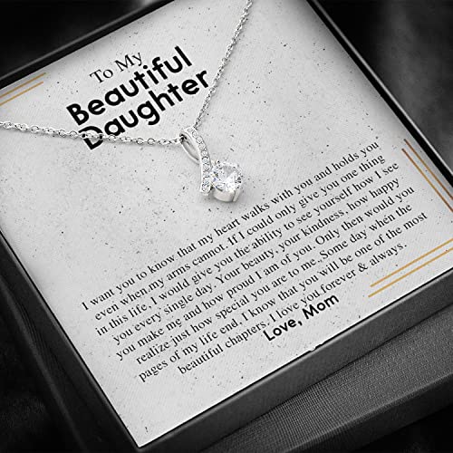 To My Daughter Necklace From Mom - Necklaces For Daughter From Mom, Mother Daughter Necklace, Gifts For Daughters From Mothers, Jewelry Gift For Badass Daughter On Birthday, Christmas, Graduation