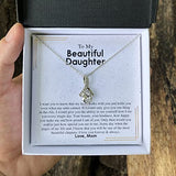 To My Daughter Necklace From Mom - Necklaces For Daughter From Mom, Mother Daughter Necklace, Gifts For Daughters From Mothers, Jewelry Gift For Badass Daughter On Birthday, Christmas, Graduation