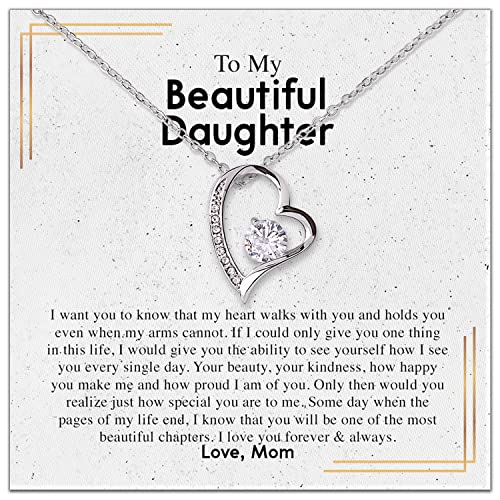 To My Daughter Necklace From Mom - Necklaces For Daughter From Mom, Mother Daughter Necklace, Gifts For Daughters From Mothers, Jewelry Gift For Badass Daughter On Birthday, Christmas, Graduation