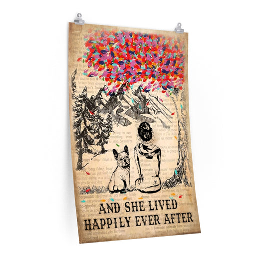 Motivational Dictionary Girl Happily Ever French Bulldog Poster Canvas Print, Ideal Home Decor Wall Art - Vintage Poster On Birthday, Christmas Family Friend Awesome GIF ASIN: B08FJBN9RH