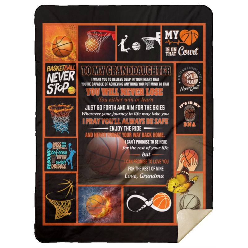 Blanket to My Granddaughter Basketball Fleece Blanket, Basketball Fleeces, Gift for Basketball Lovers, Gift for Granddaughter, Gift from Nana - Size 50x60 inch Gift Family Awesome On De MSHL Premium Mink Sherpa Blanket 60x80