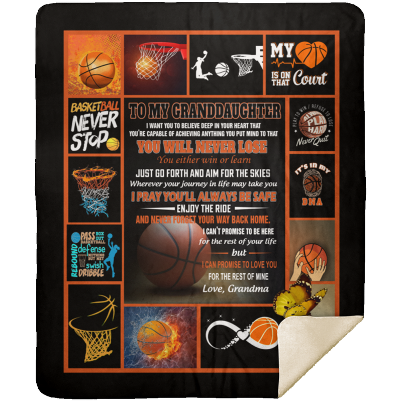 Blanket to My Granddaughter Basketball Fleece Blanket, Basketball Fleeces, Gift for Basketball Lovers, Gift for Granddaughter, Gift from Nana - Size 50x60 inch Gift Family Awesome On De MSHM Premium Mink Sherpa Blanket 50x60