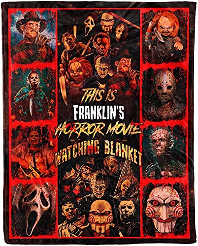 Personalized This is My Horror Movie Watching Blanket, Fleece Sherpa Woven, Custom Name Halloween Blanket, Personalized Horror Movie Watching Blanket, Custom Name Halloween Decorations