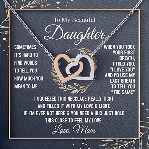 To My Daughter Necklace From Mom - Necklaces For Daughter From Mom, Mother Daughter Necklace, Gifts For Daughters From Mothers, Jewelry Gift For Badass Daughter On Birthday, Christmas, Graduation