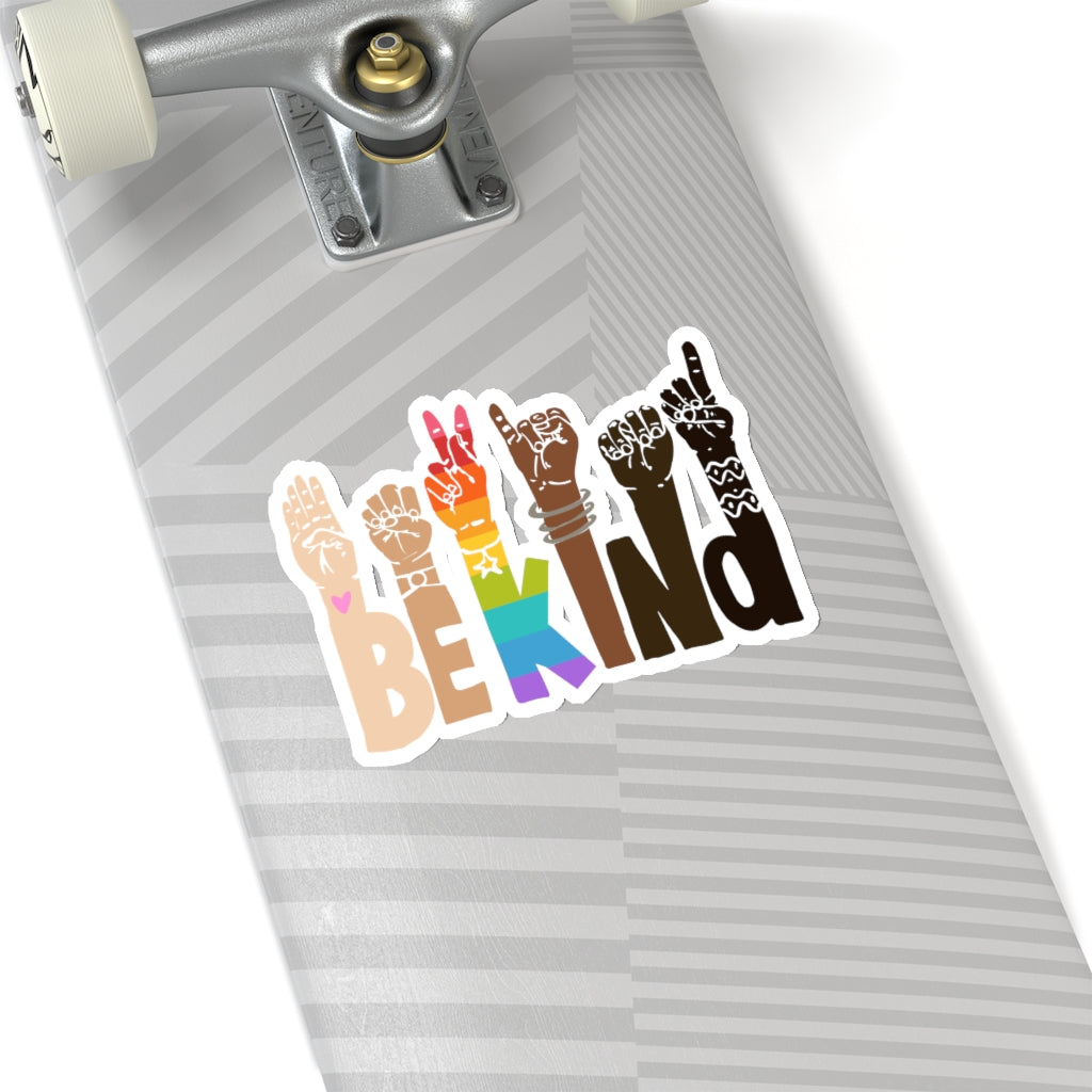 1 Pcs Sticker Decor Be Kind Sign Language Vinyl Waterproof Sticker Kindness Diversity Kiss-Cut Stickers | Pride | Rainbow | LGBTQ | Sticker size custom Sticker for Laptop Decal Wall Laptop Bumper Stic fixx