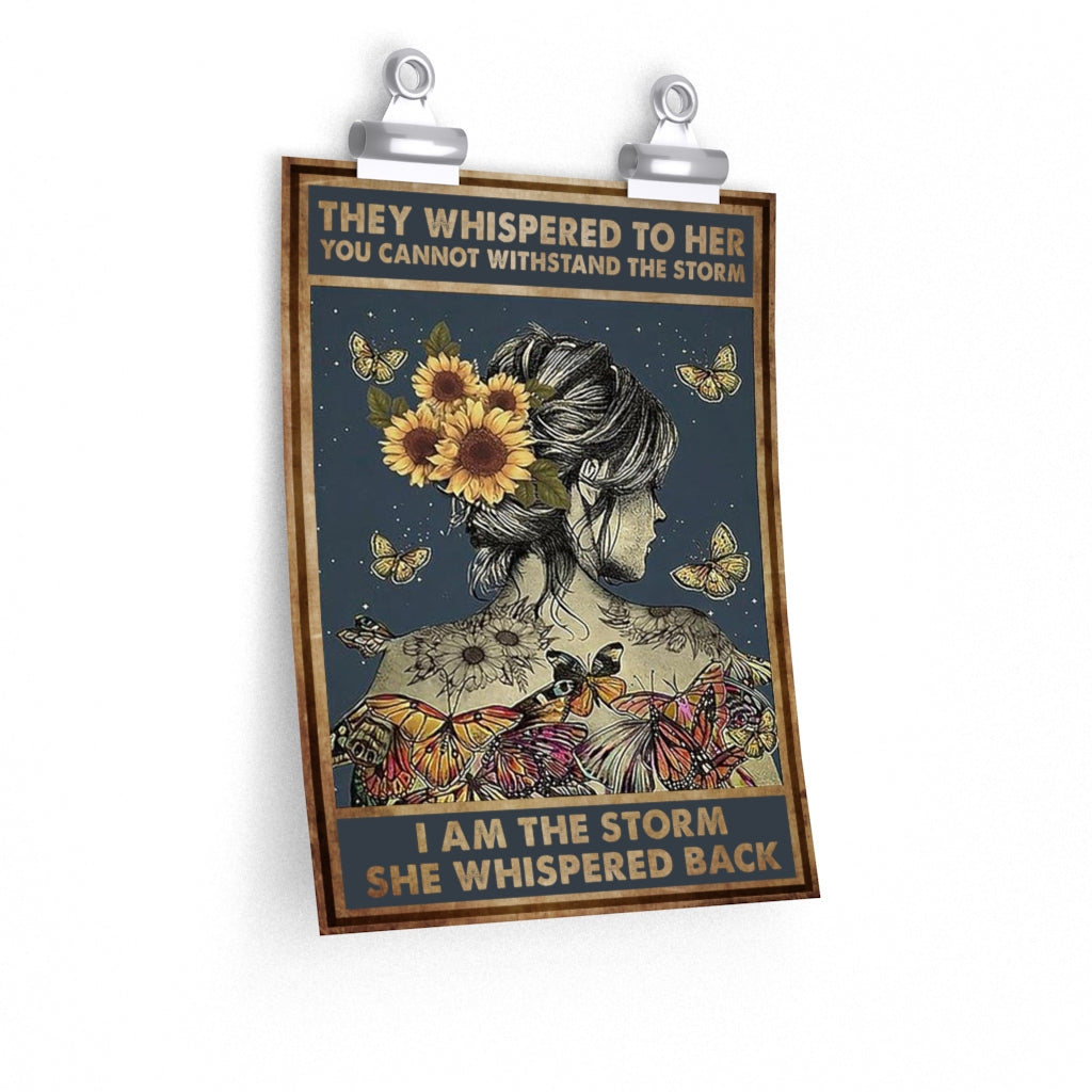 9x11 inch They Whispered to Her You Cannot Withstand The Storm I Am The Storm She Whispered Back Butterfly Girl Sunflower Poster No Frame - Art Wall Gifts for Men Women, On Birthday Xmas