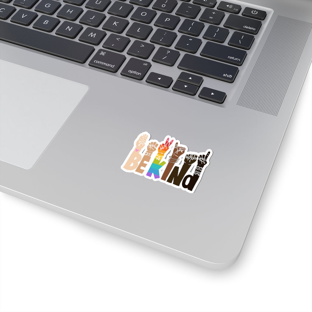 1 Pcs Sticker Decor Be Kind Sign Language Vinyl Waterproof Sticker Kindness Diversity Kiss-Cut Stickers | Pride | Rainbow | LGBTQ | Sticker size custom Sticker for Laptop Decal Wall Laptop Bumper Stic fixx
