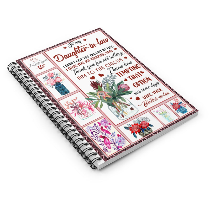 Spiral Notebook Gift Personalized to My Daughter in Law Love from Mother in Law- Fleece Blankets Best Birthday Gift On Birthday, Christmas, Ruled Line