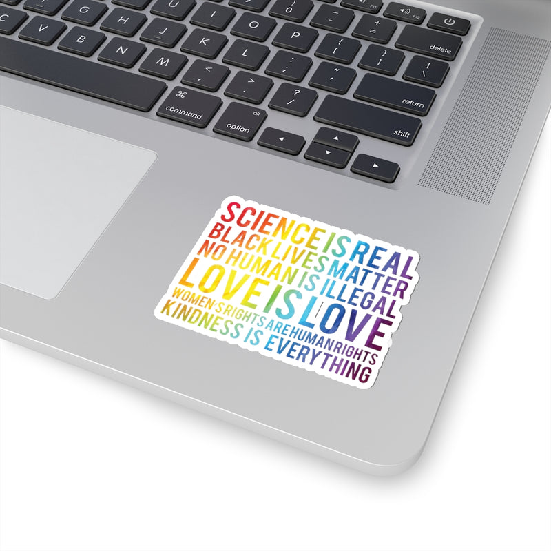 1 Pcs Sticker Decor Science is Real, Black Lives Matter Sticker, Stop Asian Hate Sticker, Equality Sticker, Pride Sticker Size Custom Sticker for Laptop Decal Wall Laptop Full Size