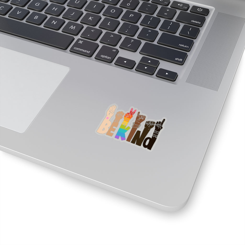 1 Pcs Sticker Decor Be Kind Sign Language Vinyl Waterproof Sticker Kindness Diversity Kiss-Cut Stickers | Pride | Rainbow | LGBTQ | Sticker size custom Sticker for Laptop Decal Wall Laptop Bumper Stic fixx
