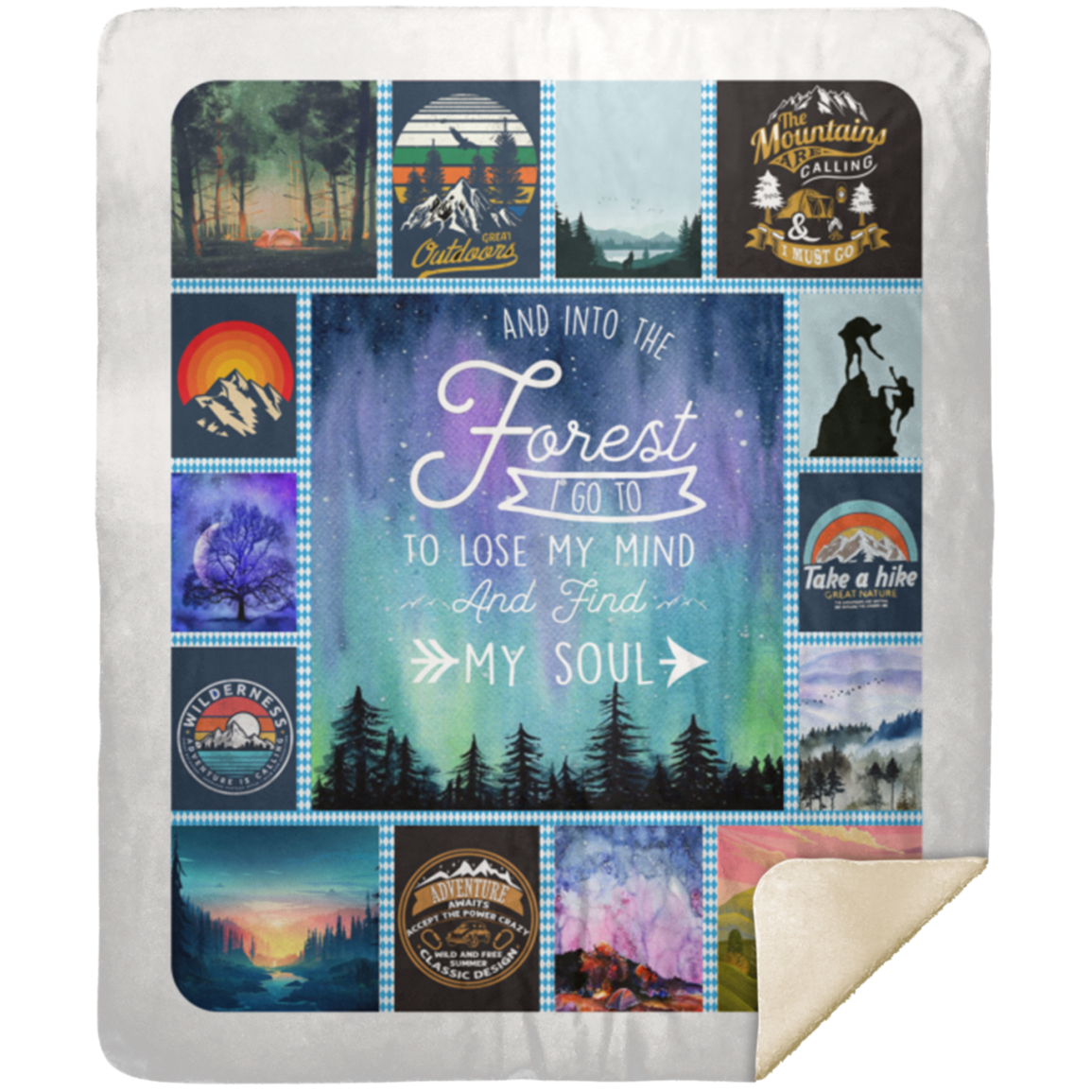 Giift Shm Sherpa Blanket And Into The Forest I Go To Lose My Mind And Find My Soul Blanket – Happy Camping Blanket White 50x60 Family Awesome, On Christmas, Birthday Gift Gift Decor Home MSHM Premium Mink Sherpa Blanket 50x60
