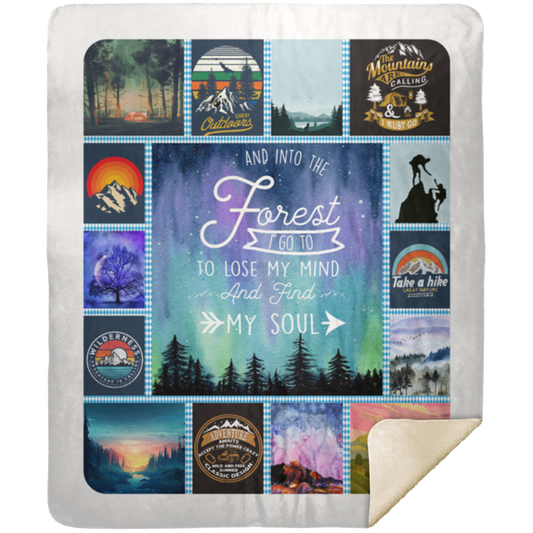 Giift Shm Sherpa Blanket And Into The Forest I Go To Lose My Mind And Find My Soul Blanket – Happy Camping Blanket White 50x60 Family Awesome, On Christmas, Birthday Gift Gift Decor Home MSHM Premium Mink Sherpa Blanket 50x60