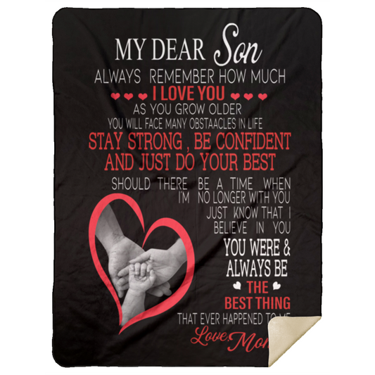 Mother and Son Blanket, From Mom to Son Blanket, Blanket for Son, My Dear Son - Gift from Mother to Son, Blanket Gifts With Size 60x80 Gift Funny For My Family MSHL Premium Mink Sherpa Blanket 60x80