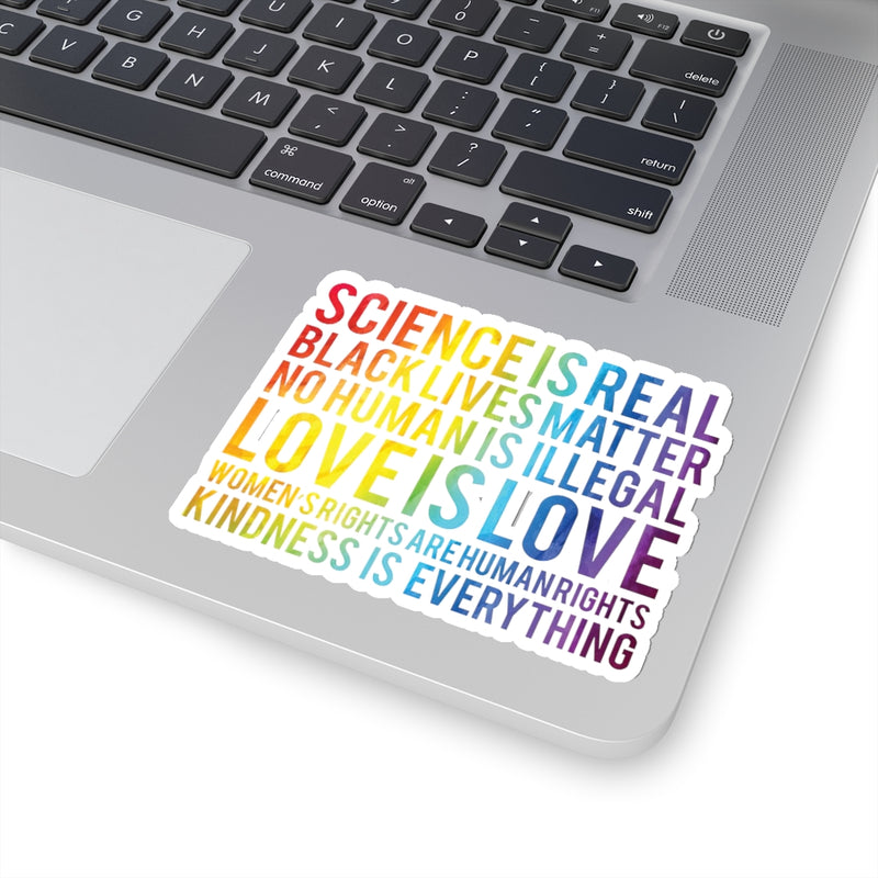 1 Pcs Sticker Decor Science is Real, Black Lives Matter Sticker, Stop Asian Hate Sticker, Equality Sticker, Pride Sticker Size Custom Sticker for Laptop Decal Wall Laptop Full Size