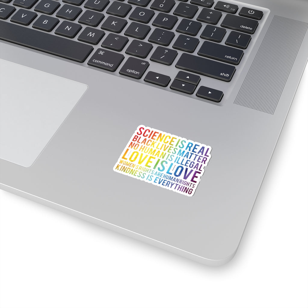 1 Pcs Sticker Decor Science is Real, Black Lives Matter Sticker, Stop Asian Hate Sticker, Equality Sticker, Pride Sticker Size Custom Sticker for Laptop Decal Wall Laptop Full Size
