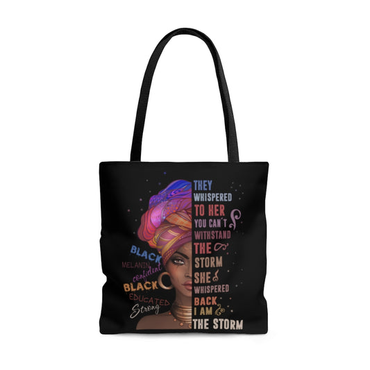 Inspiration Gift I Am The Storm Strong African Woman Gift for Black Women All Over Print Tote Bag – Shoulder Bag 18x18 Gifts for Women, Wife, Girlfriend On Christmas, Birthday, Anniversary