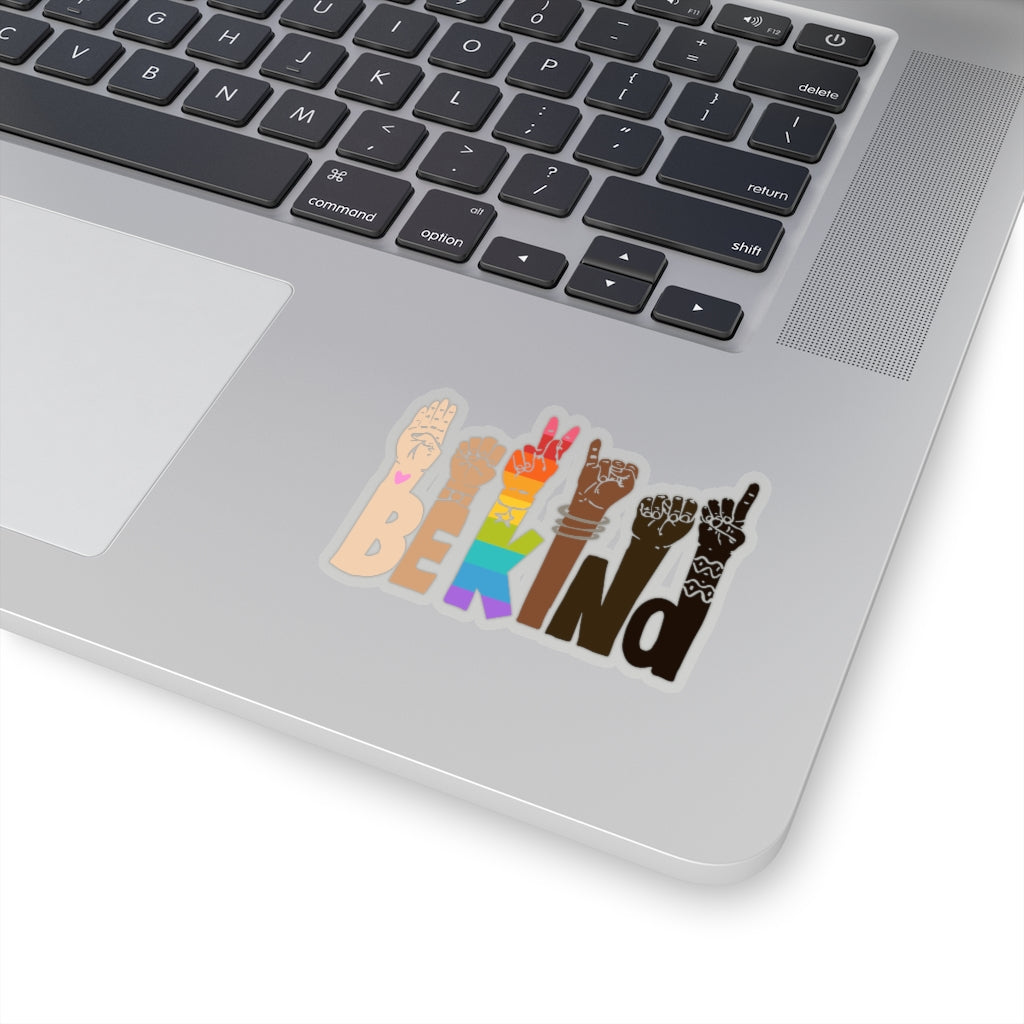 1 Pcs Sticker Decor Be Kind Sign Language Vinyl Waterproof Sticker Kindness Diversity Kiss-Cut Stickers | Pride | Rainbow | LGBTQ | Sticker size custom Sticker for Laptop Decal Wall Laptop Bumper Stic fixx