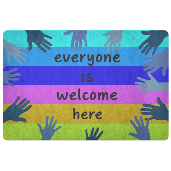 Doormat modern Everyone Is Welcome Here Doormat, LGBT Doormat, Diversity Hands, Inclusion & Kindness Welcome Doormat, Kindness Doormat, Front Door Mat Gift size 26x18 Gifts for Mom, Girlfriend, Dad, W