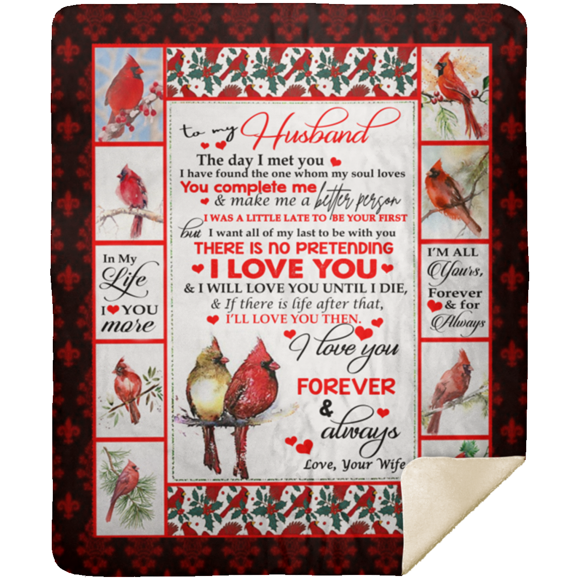Birthday Gifts Fleece blanket with English text «Your Wife to My Husband The Day or met You I Have Found The one who My Soul Love MSHM Premium Mink Sherpa Blanket 50x60