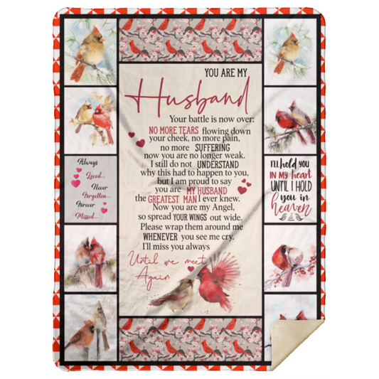 to My Husband Love from Wife Cardinal Birds You are My Husband Blanket Fleece Blanket MSHL Premium Mink Sherpa Blanket 60x80