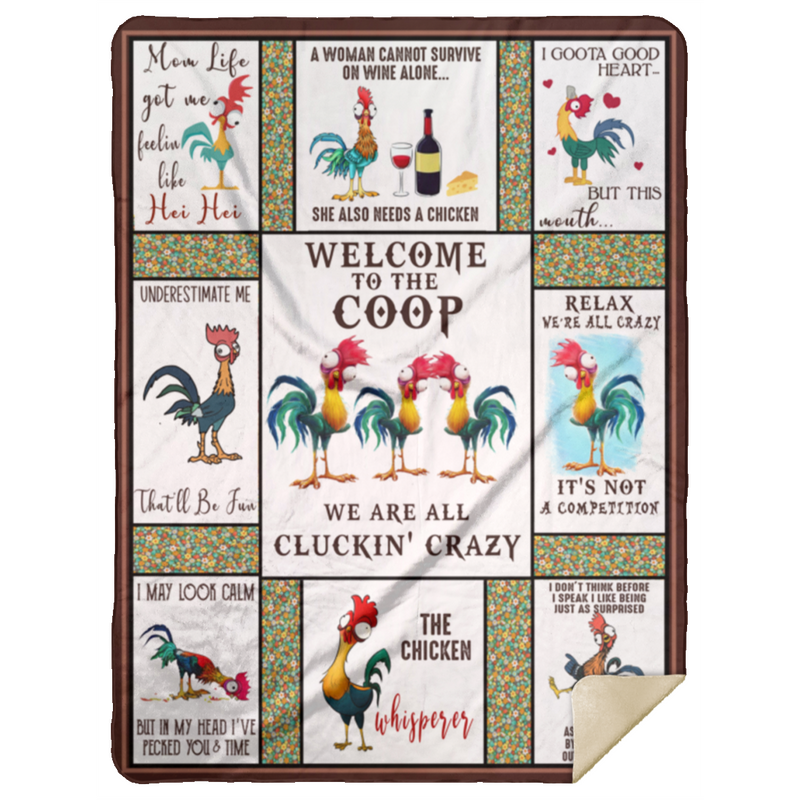 Blankets Descor Welcome to The Coop We are All Cluckin’ Crazy Funny Farmers Blanket for Chicken Lovers Gift Family Awesome On Birthday, Decor Home Sherpa Blanket 60x80 White MSHL Premium Mink Sherpa Blanket 60x80