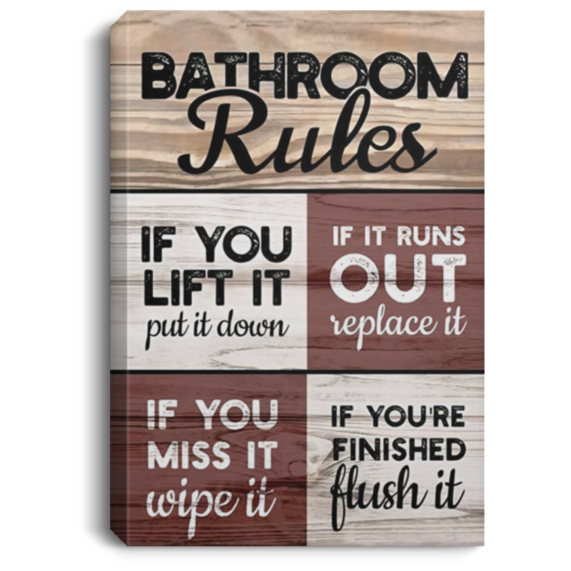 Gifts Toilet Commandments Multi Panel Canvas Wall Art - 0.75 inch & 1.5 inch Framed - Wall Decor, Canvas Wall Art Custom Size CANPO75 Portrait Canvas .75in Frame