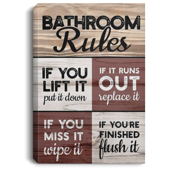 Gifts Toilet Commandments Multi Panel Canvas Wall Art - 0.75 inch & 1.5 inch Framed - Wall Decor, Canvas Wall Art Custom Size CANPO75 Portrait Canvas .75in Frame