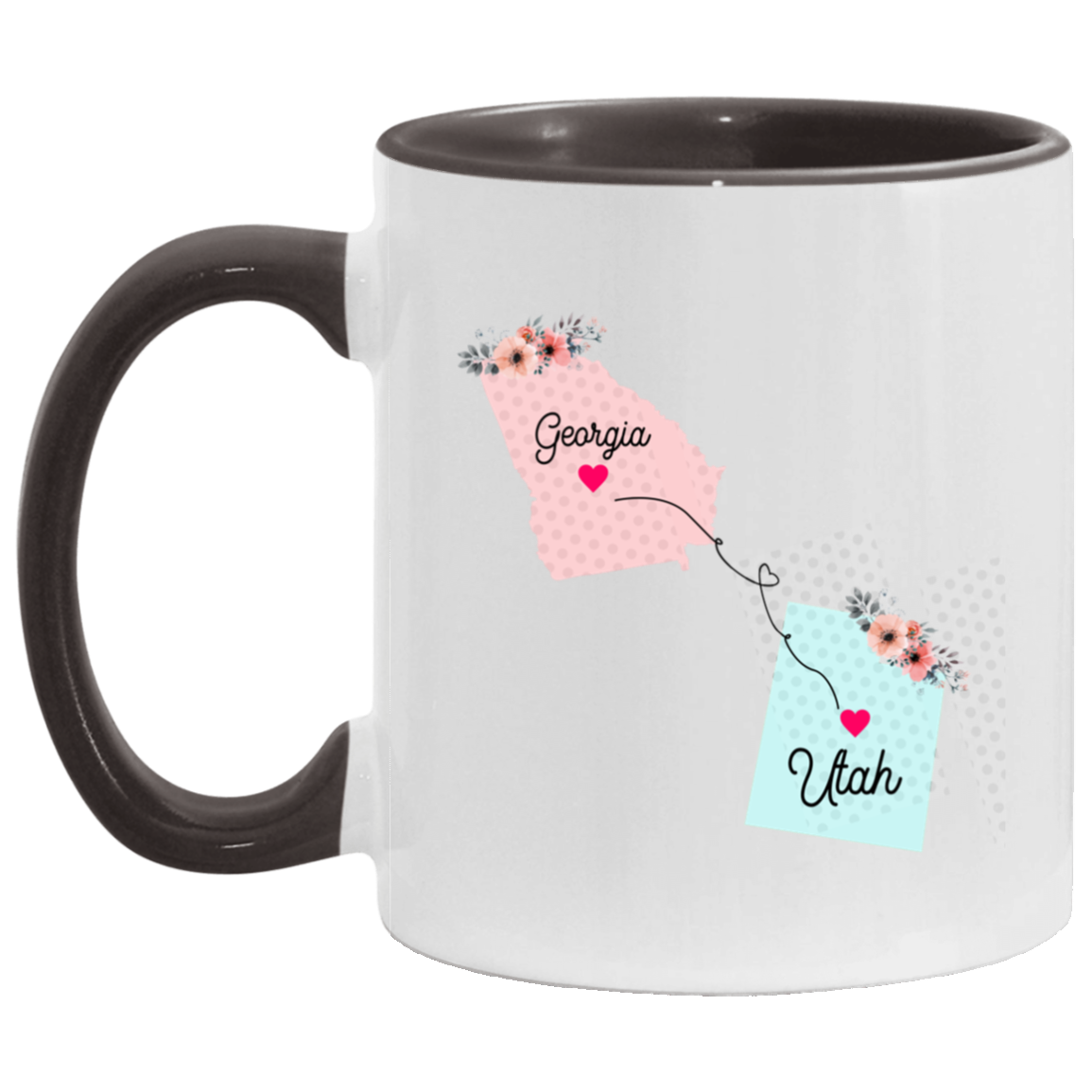 States Accent Mugs Georgia Utah Gifts - Long Distance State Two Tone Coffee Mug - State To State - Away From Home Family - Moving Away Mug Gifts on Christmas, Birthday AM11OZ 11 oz. Accent Mug