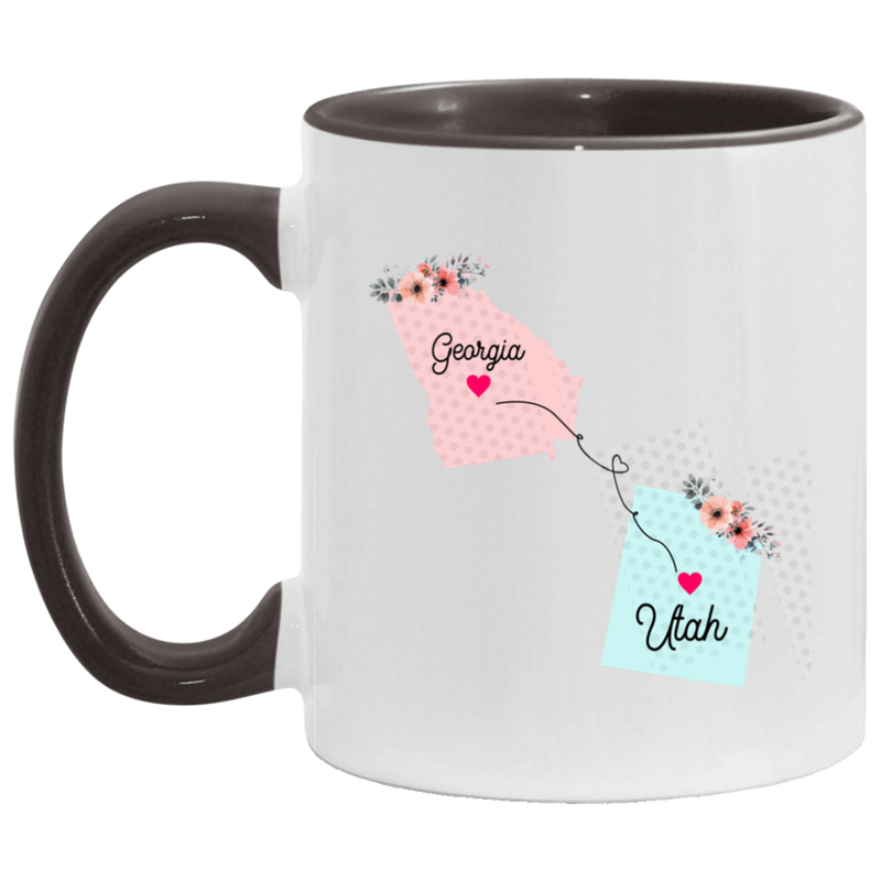 States Accent Mugs Georgia Utah Gifts - Long Distance State Two Tone Coffee Mug - State To State - Away From Home Family - Moving Away Mug Gifts on Christmas, Birthday AM11OZ 11 oz. Accent Mug