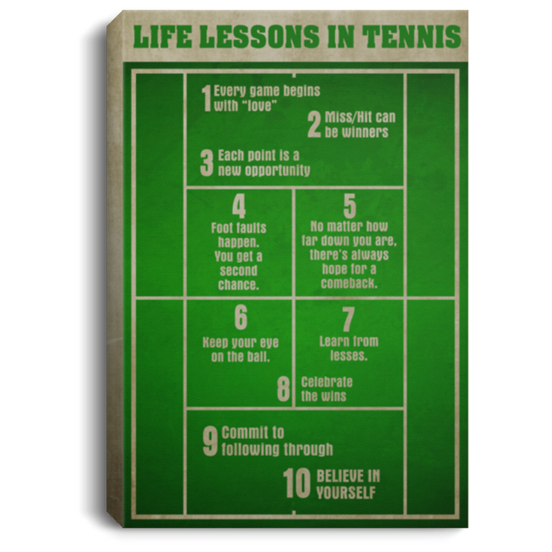 Inspirational Life Lessons in Tennis Every Game Begins with Love Miss and hit Can Be Winners Framed Canvas – Perfect Happy Birthday Gift On Christmas, Birthday CANPO75 Portrait Canvas .75in Frame