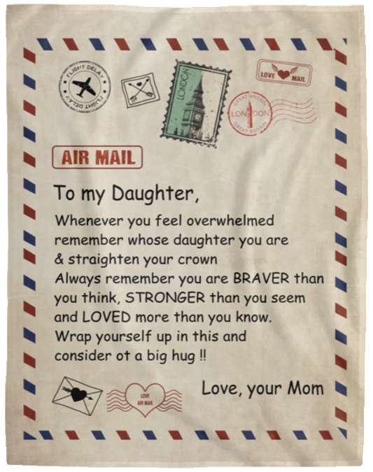 NH Fleece Blanket to My Daughter Letter Printed Quilts Dad Mom for Daughter's Air Mail Blanket Positive Encourage and Love Daughter's Flannel Blanket Gifts (5060in-mom) VPL Cozy Plush Fleece Blanket - 60x80
