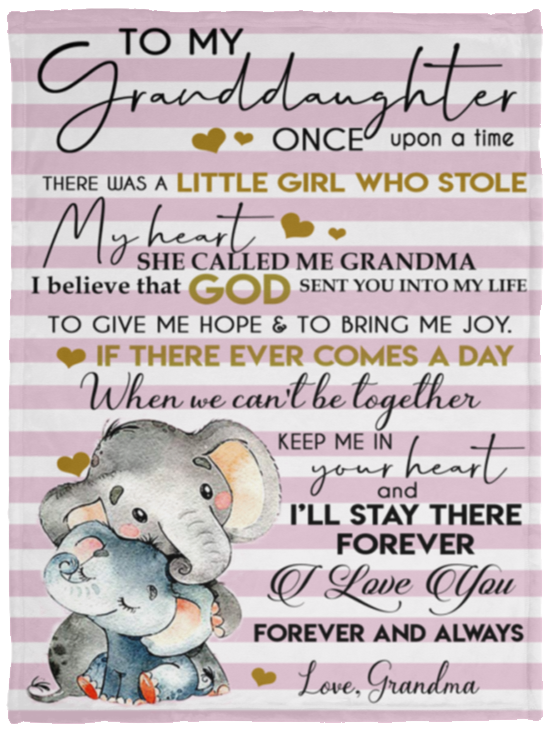 Birthday Gifts Gifts Customized to My Granddaughter from Grandma Elephants VPS Cozy Plush Fleece Blanket - 30x40