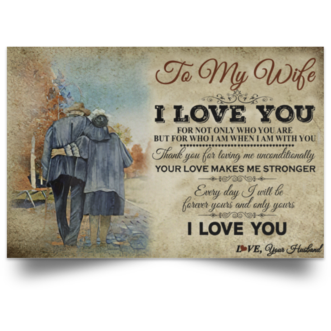 Inspirational to My Wife Best Wife Gifts for Anniversary Posters Family Friend Gift Unisex, Awesome Birthday Perfect Happy Birthday Gift Decor Bedroom, Living Room Print 18X12 POSLA Satin Landscape Poster
