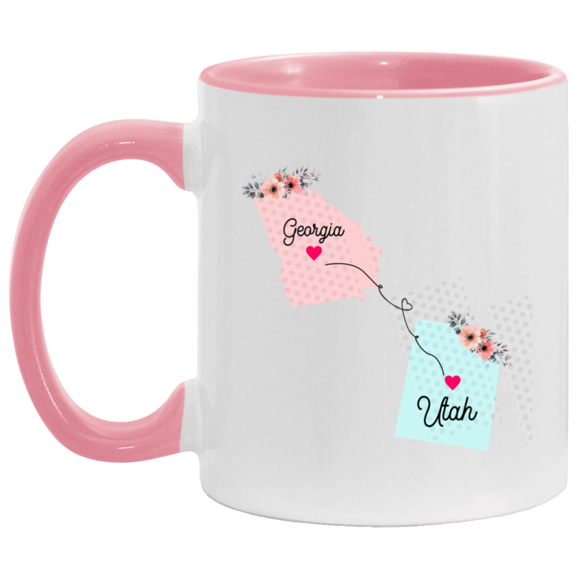 States Accent Mugs Georgia Utah Gifts - Long Distance State Two Tone Coffee Mug - State To State - Away From Home Family - Moving Away Mug Gifts on Christmas, Birthday AM11OZ 11 oz. Accent Mug