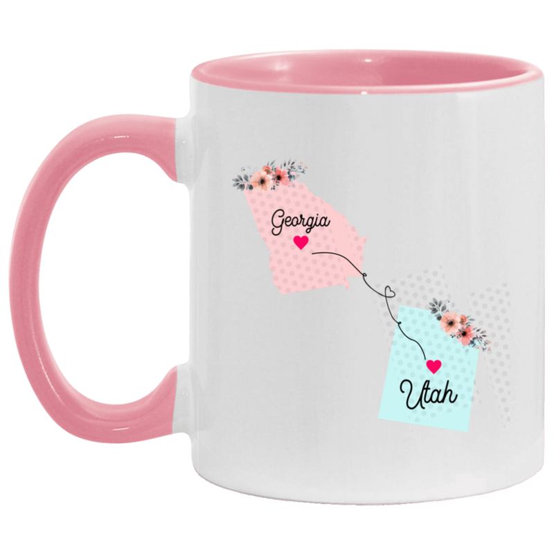States Accent Mugs Georgia Utah Gifts - Long Distance State Two Tone Coffee Mug - State To State - Away From Home Family - Moving Away Mug Gifts on Christmas, Birthday AM11OZ 11 oz. Accent Mug