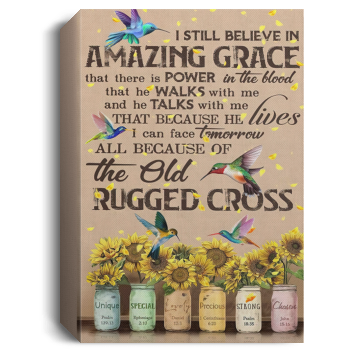 Gift Decor Framed Art God - Hummingbird - I Still Believe In Amazing Grace - Canvas ok Family Canvas, Camping Wall Art, Home Decor, Autumn Decor, Custom Canvas Gift Ready To Hang Gifts Anniversary, Ch CANPO15 Deluxe Portrait Canvas 1.5in Frame