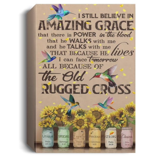 Gift Decor Framed Art God - Hummingbird - I Still Believe In Amazing Grace - Canvas ok Family Canvas, Camping Wall Art, Home Decor, Autumn Decor, Custom Canvas Gift Ready To Hang Gifts Anniversary, Ch CANPO15 Deluxe Portrait Canvas 1.5in Frame