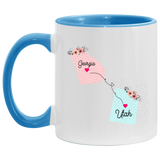 States Accent Mugs Georgia Utah Gifts - Long Distance State Two Tone Coffee Mug - State To State - Away From Home Family - Moving Away Mug Gifts on Christmas, Birthday AM11OZ 11 oz. Accent Mug