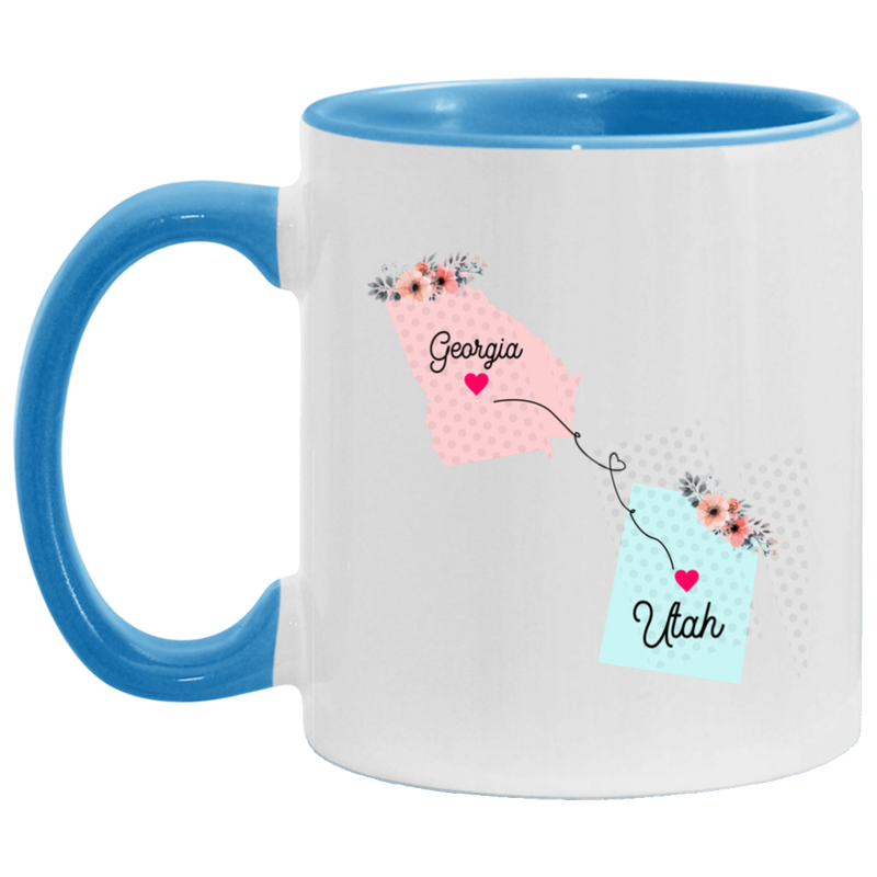 States Accent Mugs Georgia Utah Gifts - Long Distance State Two Tone Coffee Mug - State To State - Away From Home Family - Moving Away Mug Gifts on Christmas, Birthday AM11OZ 11 oz. Accent Mug