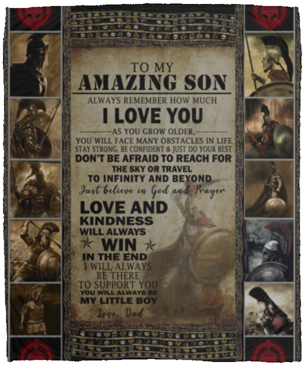 Meaningful Quote Spartan Blanket - to My Amzing Son - I Love You Perfect Happy Birthday Gift On Christmas, Birthday 60x80 VPM Cozy Plush Fleece Blanket - 50x60