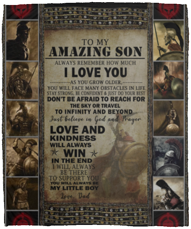 Meaningful Quote Spartan Blanket - to My Amzing Son - I Love You Perfect Happy Birthday Gift On Christmas, Birthday 60x80 VPM Cozy Plush Fleece Blanket - 50x60