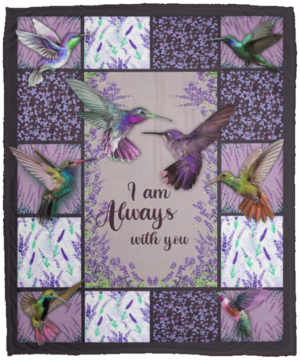 Blanket Personalized I'm Always with You Hummingbirds, Fleece Sherpa Woven Blankets, Ideas on Christmas, Birthday, Vacation, Holidays Custom Size 50x50nha VPM Cozy Plush Fleece Blanket - 50x60