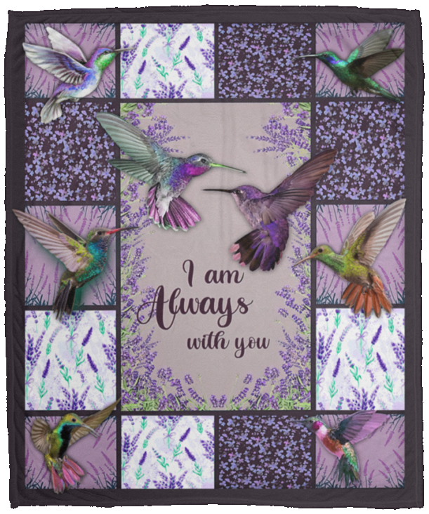 Blanket Personalized I'm Always with You Hummingbirds, Fleece Sherpa Woven Blankets, Ideas on Christmas, Birthday, Vacation, Holidays Custom Size 50x50nha VPM Cozy Plush Fleece Blanket - 50x60