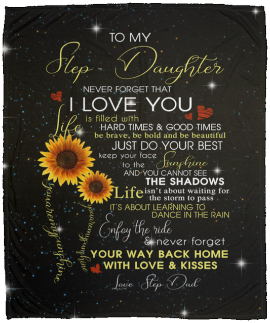 B08GYFHMCZ Blanket To My Stepdaughter Blanket, Gift for Stepdaughters, To Your Step Daughter Sunshine Blanket Gift, Stepdad Blanket, Step Daughter - Size 50x60 inch Gift Family Awesome On Christmas Gift Decor Ho VPM Cozy Plush Fleece Blanket - 50x60
