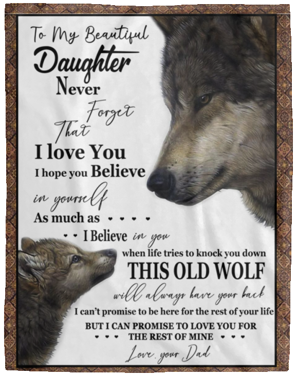 thanhlk Wolf Blanket - DAD to My Beautiful Daughter - I Love You - Fleece Blanket Soft Comfortable Blanket for Sofa Chair Bed Office Travelling Camping 60x80 VPL Cozy Plush Fleece Blanket - 60x80 B081M9T5YC