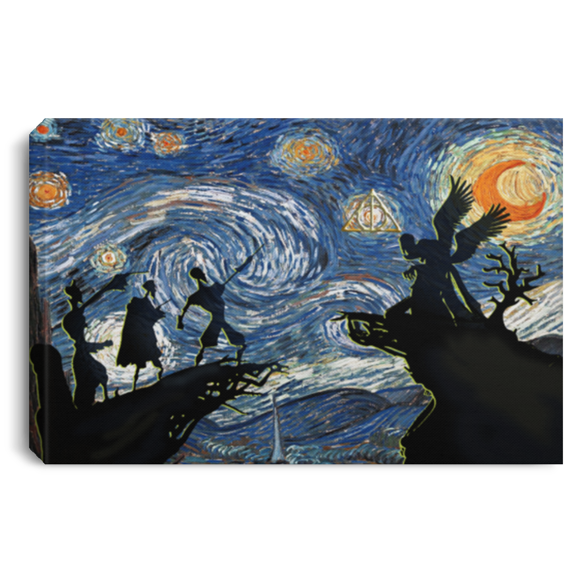 Painting Canvas Deathly Hallows Starry Night Canvas with Frame Size 12x18 Gift for Men, Awesome Birthday, Decor Home Print CANLA75 Landscape Canvas .75in Frame