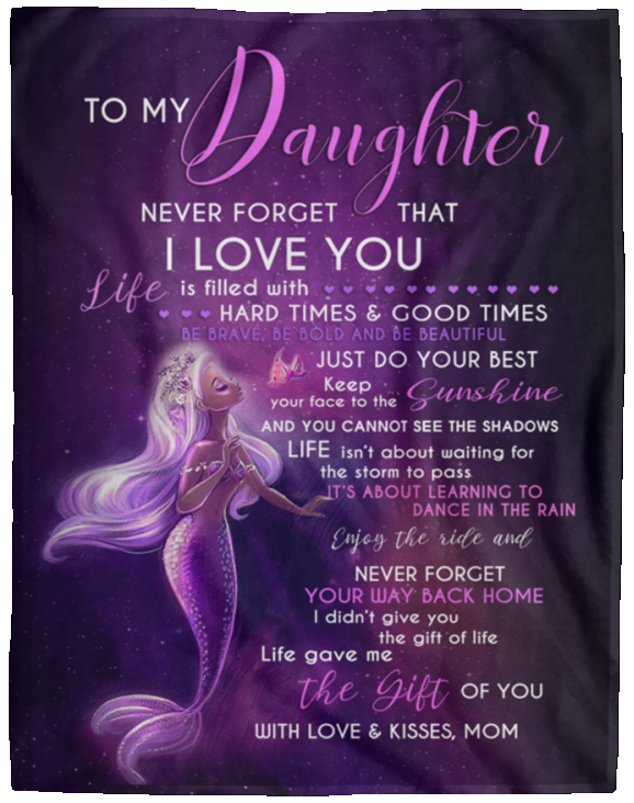 Blanket Personalized to My Daughter Love from Mom Mermaid- Fleece Blankets- Gifts for Daughter Cozy Plush Fleece Blanket Size 60x80 inch Gifts for Men, Women On Christmas, Birthday, Holiday VPL Cozy Plush Fleece Blanket - 60x80